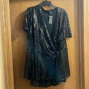 Lane Bryant black sequin wrap top size 26/28